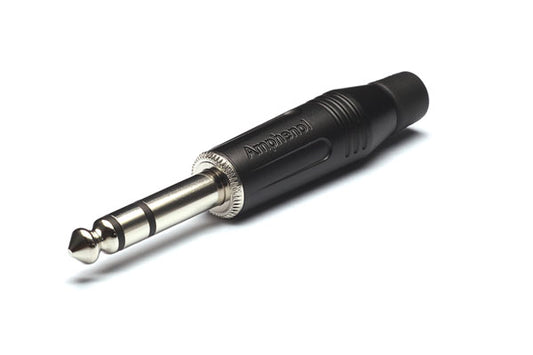 ACPS-GB-AU 1/4" Phone Plug, Stereo Assembly, Black, Gold Sleeve andTip