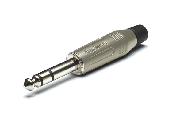 ACPS-GN 1/4" Stereo Straight Plug, 3 Pole, Nickel Ring, Sleeve andTip