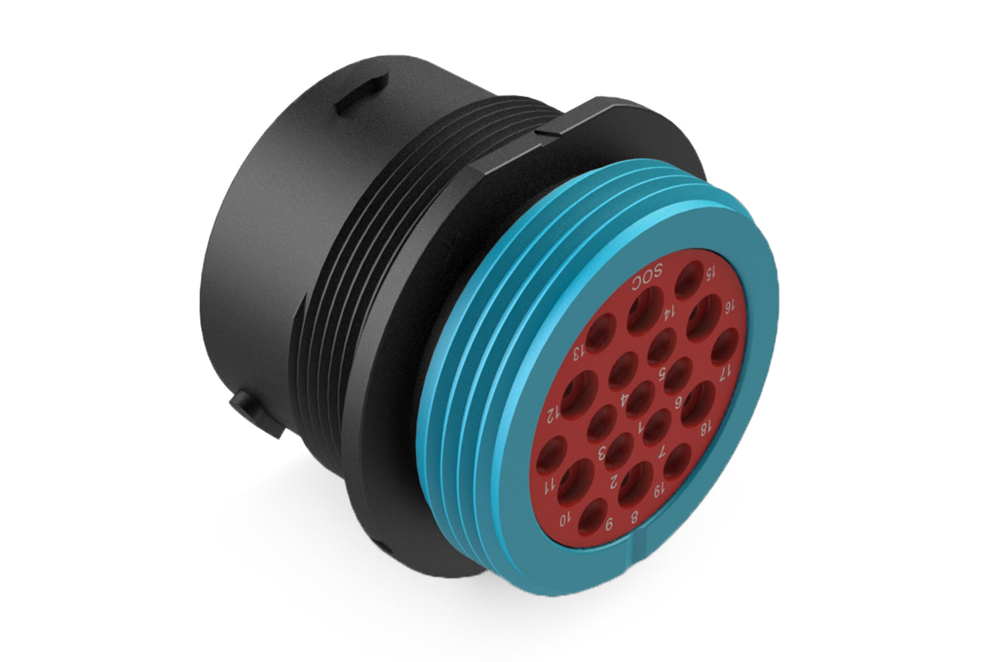 AHDP04-24-19SR-WTA 19 Position Receptacle, Socket, Shell Size 24, Reduced Diameter Seal (Blue Adapter), Wide Thread Adapter. HDP24-24-19SE-L024