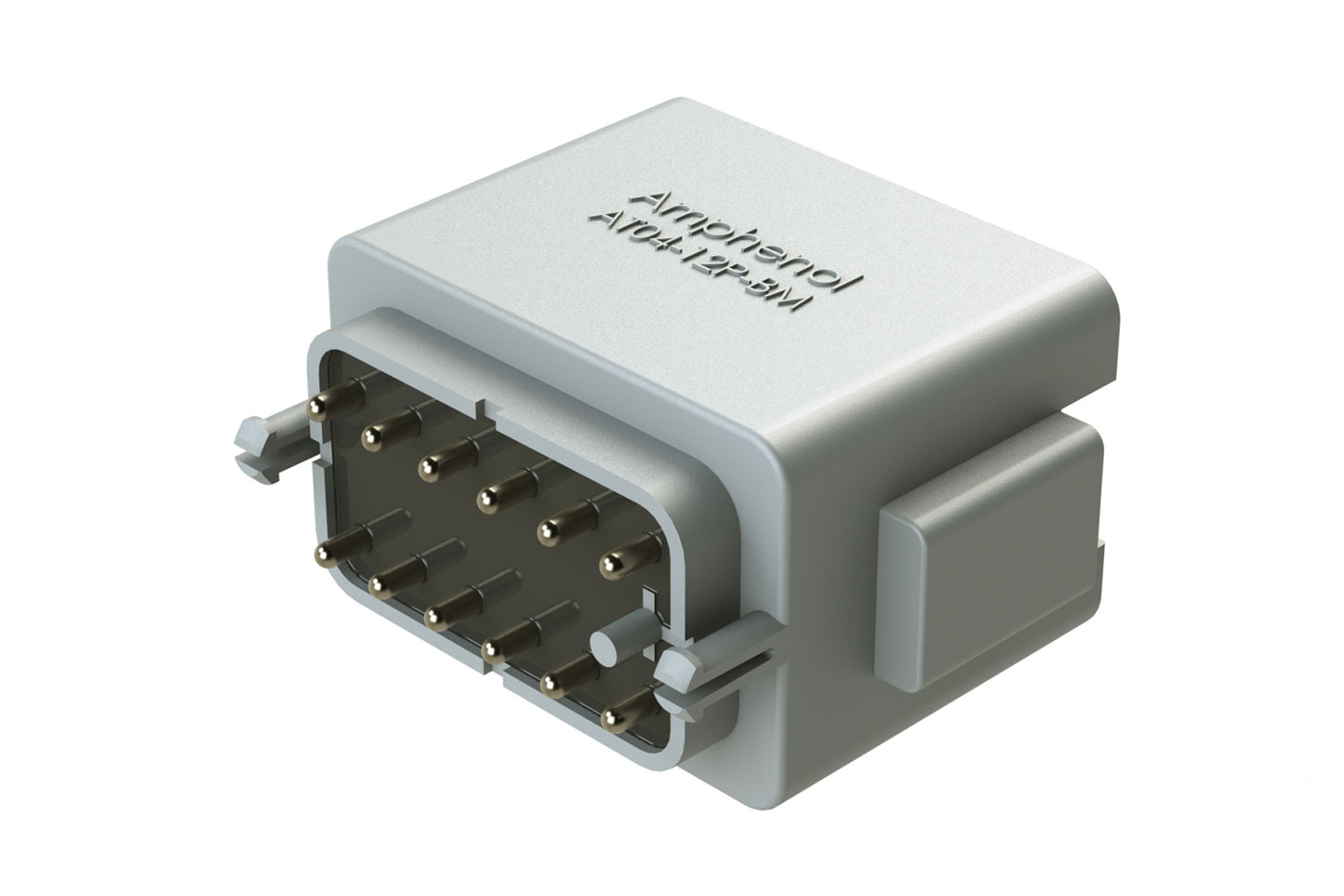 AT04-12PA-BM04 12 Position PCB Flangeless (Snap Fit) Boarde Mount Receptacle, Pin, Nickel Contact Plating, Potting, Grey. DTF15-12PA