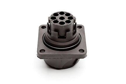 C016 10C008 000 1 8+PE Male receptacle with mounted gasket. Mounting hole Ø26.2. Suitable sealing for fixing screws must be provided. For use with crimp contacts (sold separately).