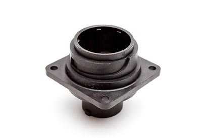 C016 10C014 000 2 14+PE Male receptacle with mounted gasket. Mounting hole Ø43.2. Suitable sealing for fixing screws must be provided. For use with crimp contacts (sold separately).