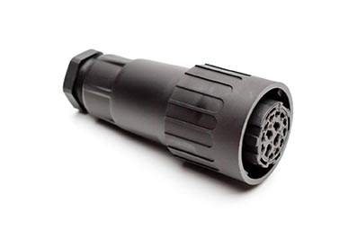 C016 10D014 003 1 14+PE Female cable connector with internal strain relief and clamping ring. For use with crimp contacts (sold separately).