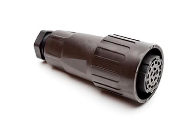 C016 10D017 002 1 17+PE Female cable connector with internal strain relief and clamping ring. For use with crimp contacts (sold separately).