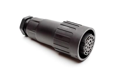 C016 10D017 003 1 17+PE Female cable connector with internal strain relief and clamping ring. For use with crimp contacts (sold separately).