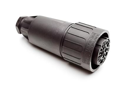 C016 10E012 003 2 12+PE Female cable connector with internal strain relief and cable retention. For use with crimp contacts (sold separately).