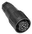 C016 10E014 003 1 14+PE Female cable connector with internal strain relief and cable retention. For use with crimp contacts (sold separately).