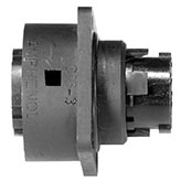 C016 10G014 000 1 14+PE Female receptacle with mounted gasket. Mounting hole Ø26.2. Suitable sealing for screws must be provided. For use with crimp contacts (sold separately).