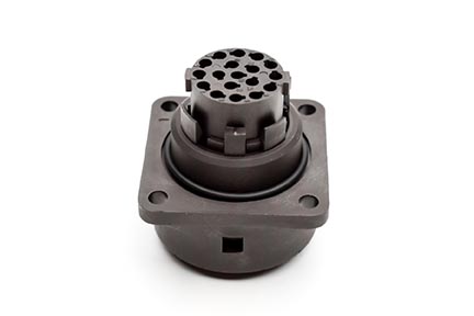C016 10G017 000 1 17+PE Female receptacle with mounted gasket. Mounting hole Ø26.2. Suitable sealing for screws must be provided. For use with crimp contacts (sold separately).