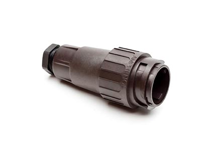 C016 10H014 002 1 14+PE Male cable connector with strain relief and clamping ring. For use with crimp contacts (sold separately).