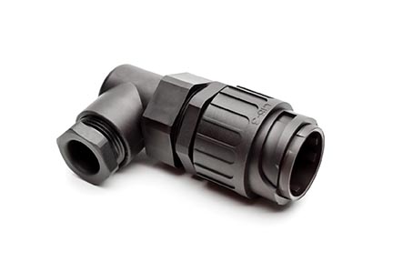 C016 10K014 003 1 14+PE Male cable connector with strain relief and clamping ring. For use with crimp contacts (sold separately).
