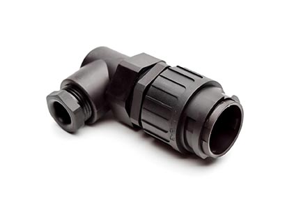 C016 10K017 002 1 17+PE Male cable connector with strain relief and clamping ring. For use with crimp contacts (sold separately).