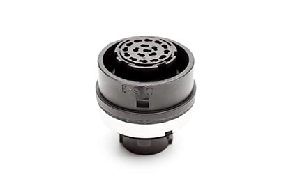 C016 10N017 006 1 17+PE Female receptacle with mounted gasket. Mounting hole Ø26.2. Suitable sealing for screws must be provided. For use with crimp contacts (sold separately).