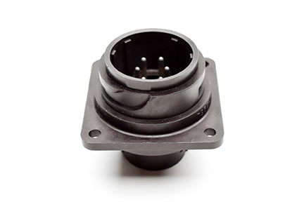 C016 20C005 100 2 5+PE Male receptacle with mounted gasket. Mounting hole Ø43.2. Suitable sealing for fixing screws must be provided. Contacts included.