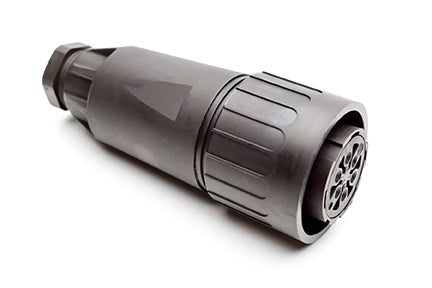 C016 20E005 104 2 5+PE Female cable connector with internal strain relief and cable retention. Contacts included.