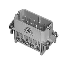 C146 10A010 102 4 10 + PE Heavy duty male contact insert with wire protection for screw termination. Comparable Part No. 09200102614