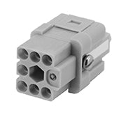 C146 10B007 500 12 7+PE Female contact insert with compact design. Hi voltage also in metal housings. Comparable Part No. 09120073101
