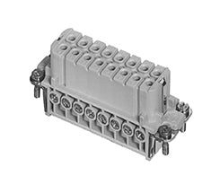 C146 10B016 102 4 16+PE Heavy duty female contact insert with wire protection for screw termination. Comparable Part No. 09200162814